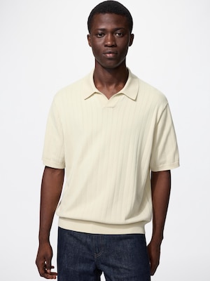Washable Knitted Skipper Polo Sweater | Short Sleeve