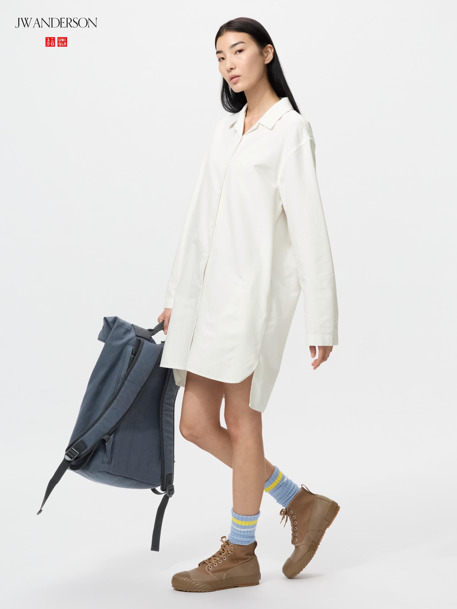 ＪＷＡＮＤＥＲＳＯＮワンピース Women's Open Collar Oxford Shirt Dress | UNIQLO PH