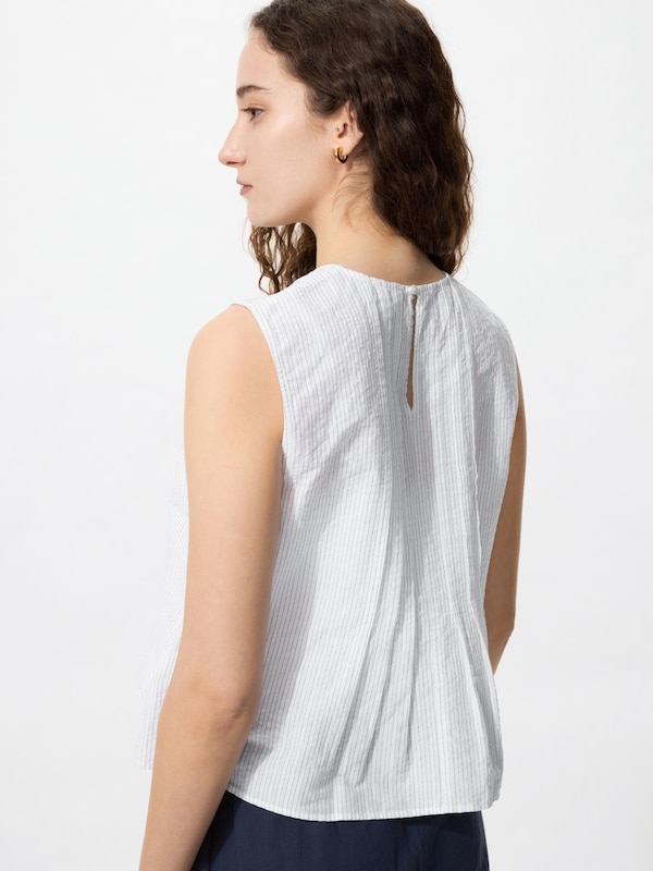 Linen Blend Pleated Blouse Sleeveless