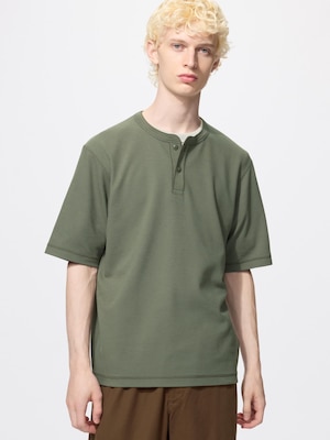 Dry Waffle Henley Neck T-Shirt