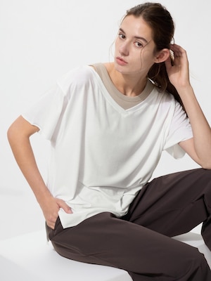 AIRism Relaxed V Neck Short Sleeve T-Shirt