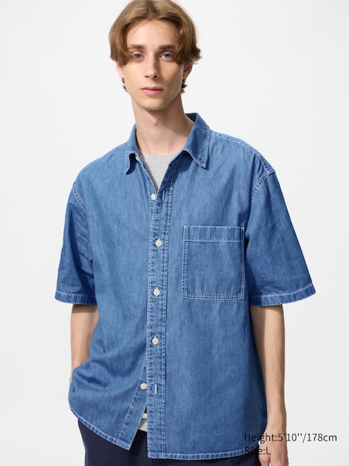 MEN'S DENIM SHORT SLEEVE OVER SHIRT UNIQLO PH