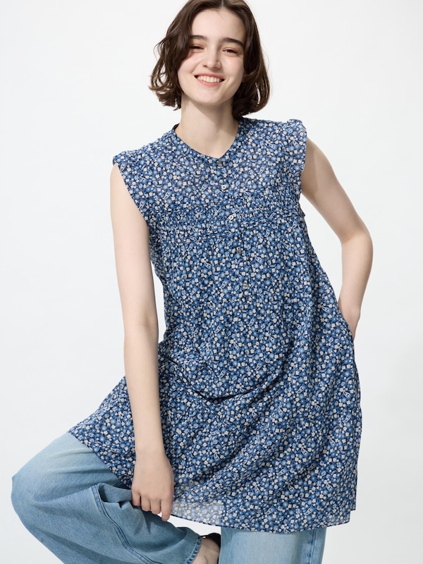Women's Light Cotton Tiered Sleeveless Dress