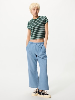 Denim Jersey Straight Pants