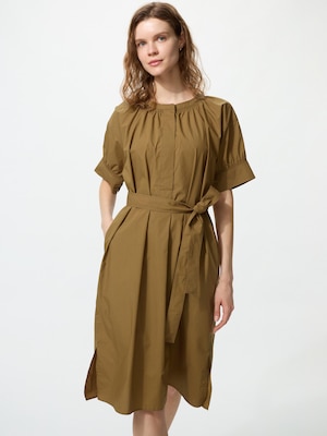 Cotton Blend Volume Sleeve Dress