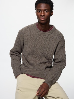 Low Gauge Cable Crew Neck Sweater
