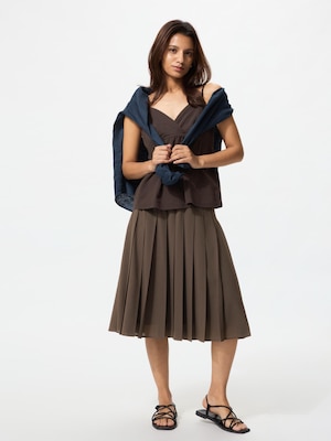 Chiffon Pleated Midi Skirt