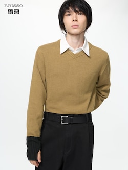3D Knit V Neck Sweater