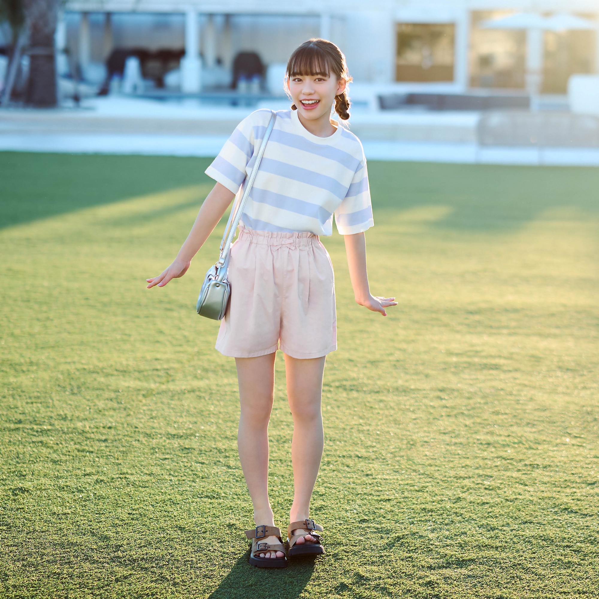 エアリズムコットンクロップドT×ショートパンツ_梶原叶渚