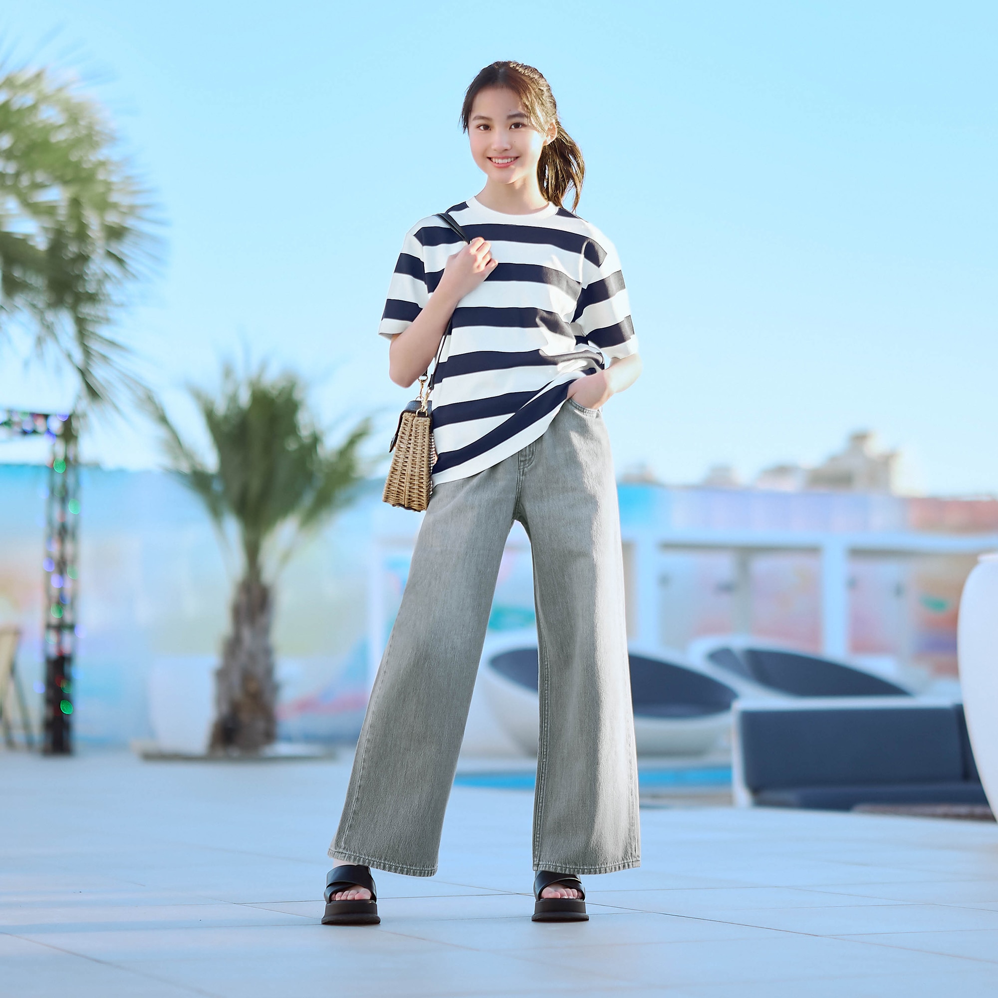 エアリズムコットンクロップドT×ショートパンツ_梶原叶渚