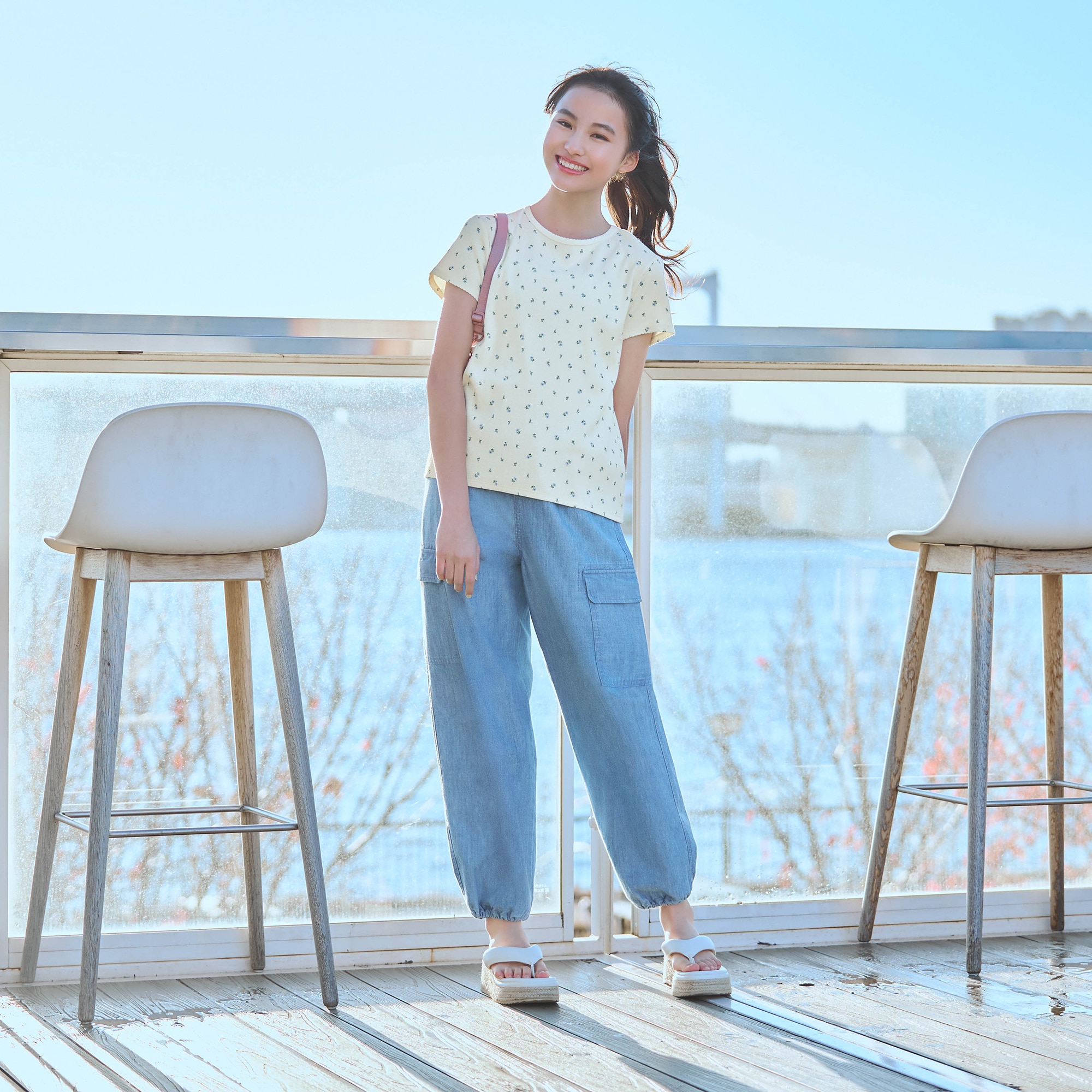 エアリズムコットンクロップドT×ショートパンツ_梶原叶渚