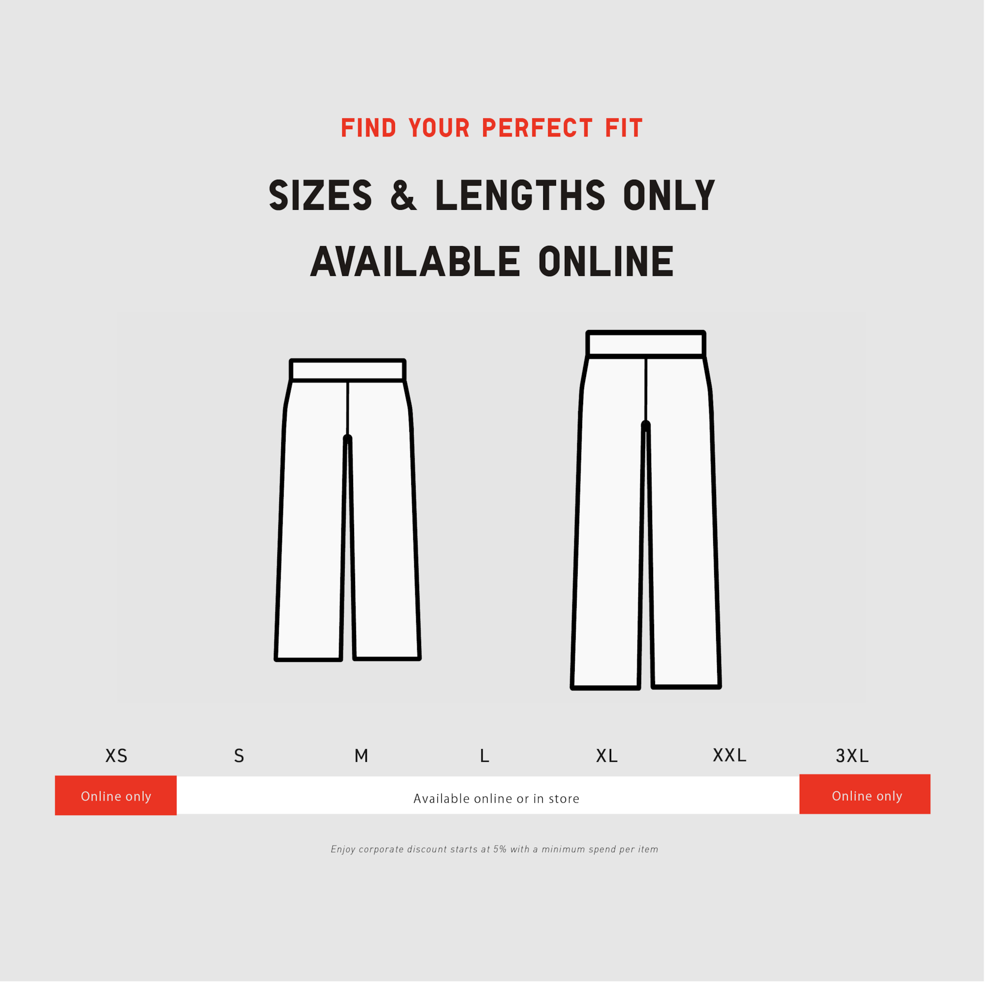 A full range of sizes available when you shop online