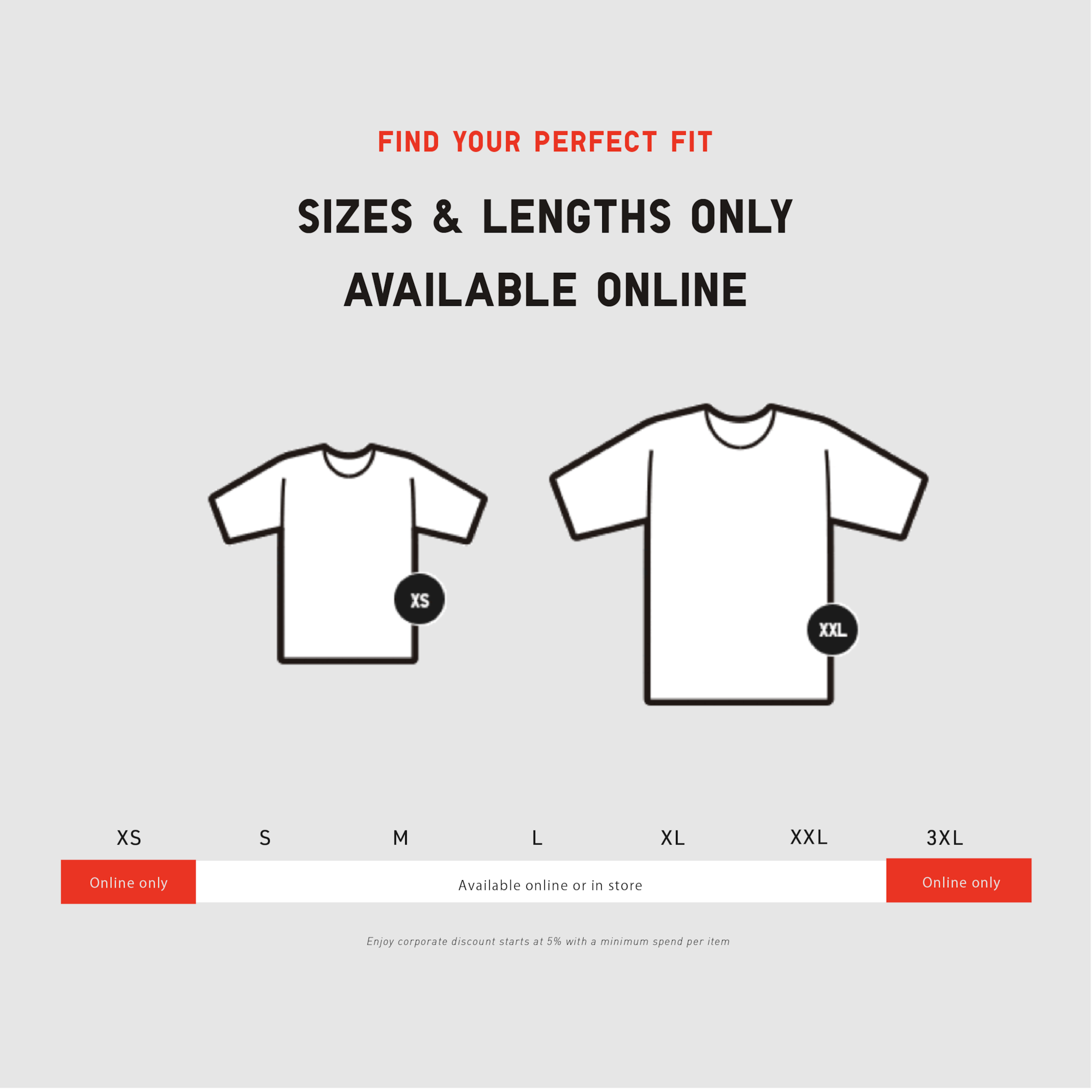 A full range of sizes available when you shop online