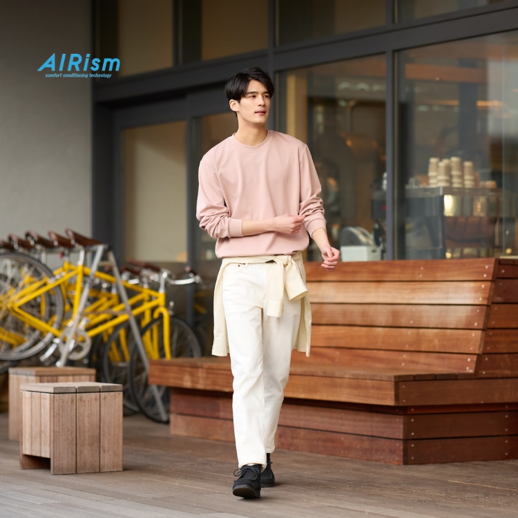 AIRISM COTTON CREW NECK LONG SLEEVE T-SHIRT