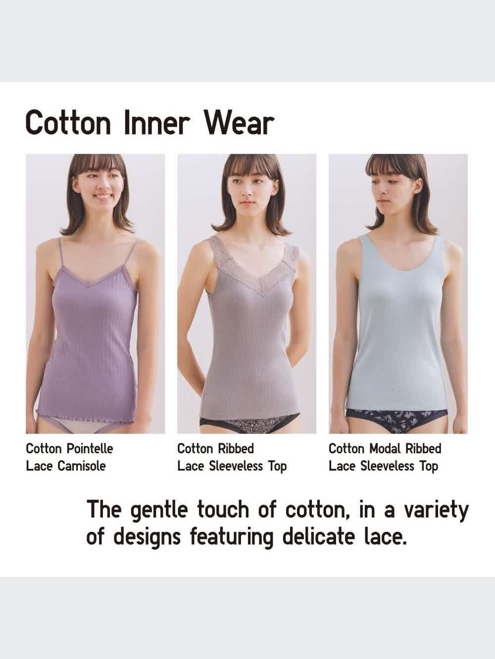 Women's Cotton Pointelle Lace Camisole | UNIQLO SG