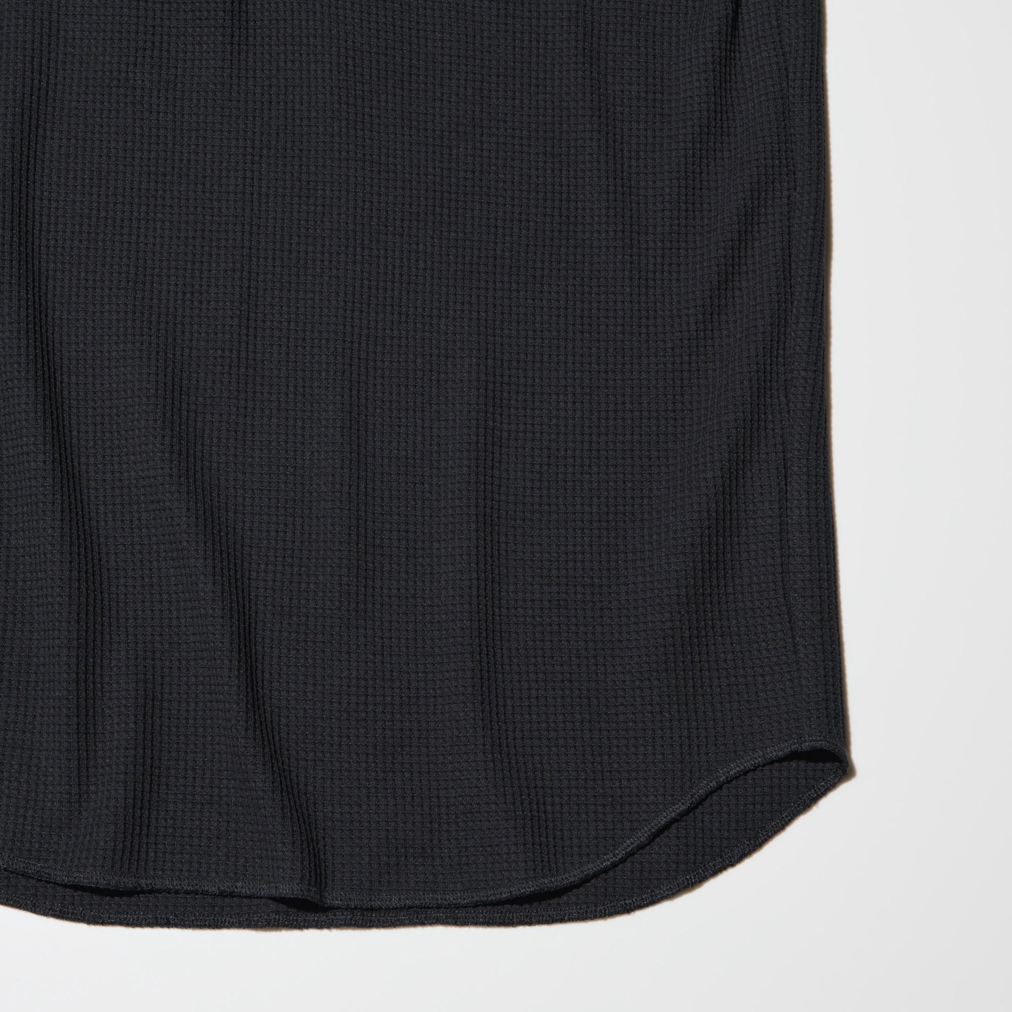 WAFFLE HENLEY NECK LONG SLEEVE T-SHIRT | UNIQLO SG