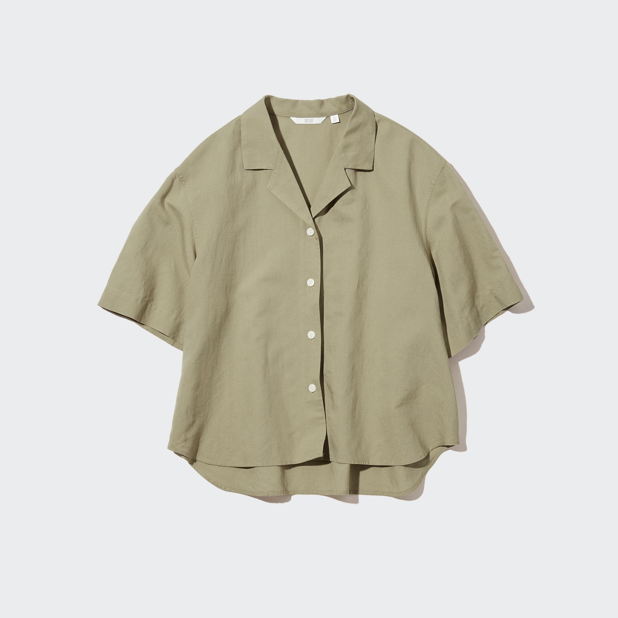 women's linen short sleeve shirts & tops