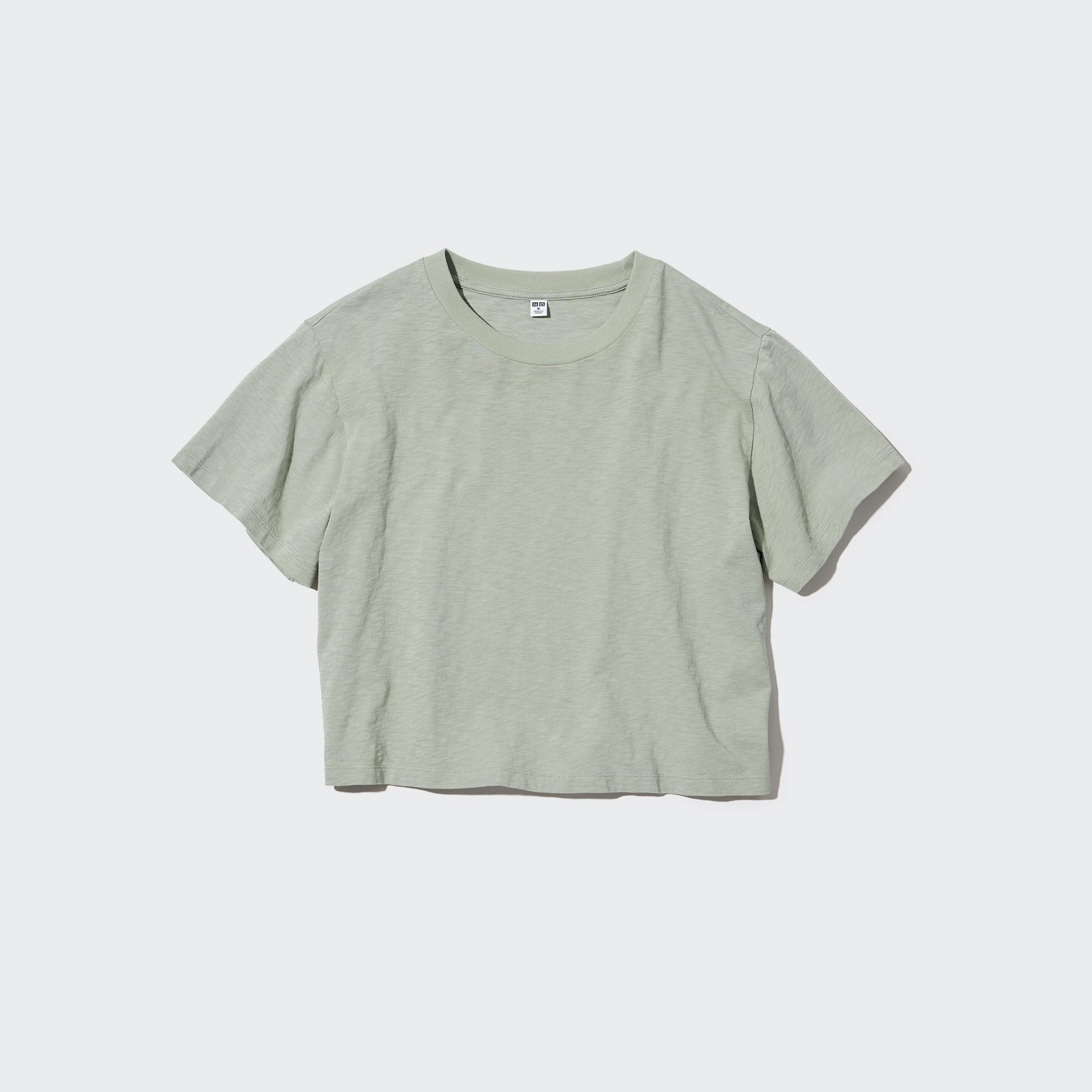 WOMEN'S SLUB JERSEY CREW NECK CROPPED T 