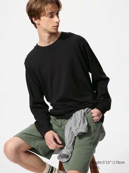 MEN'S SOFT BRUSHED CREW NECK LONG SLEEVE T-SHIRT UNIQLO SG - Main Image