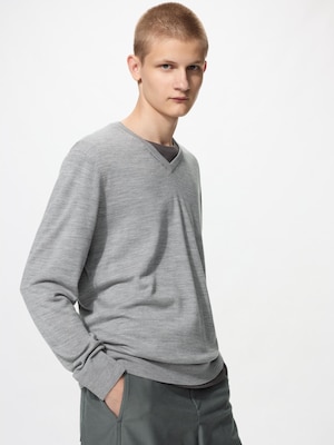 Extra Fine Merino V Neck Long Sleeve Sweater