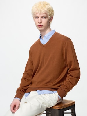 Extra Fine Merino V Neck Long Sleeve Sweater