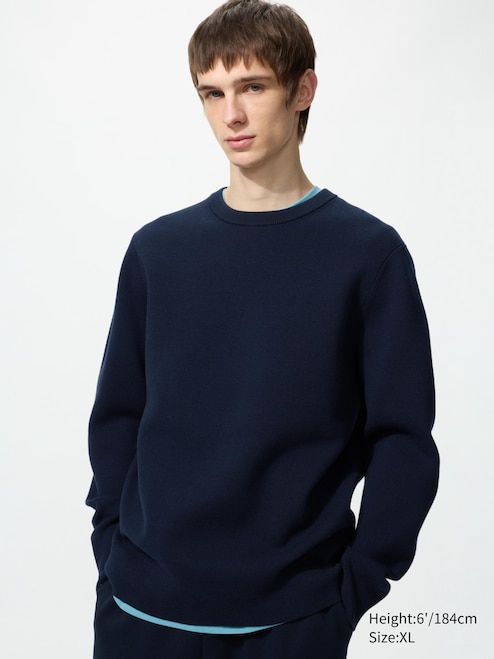 WASHABLE MILANO RIBBED CREW NECK SWEATER UNIQLO SG