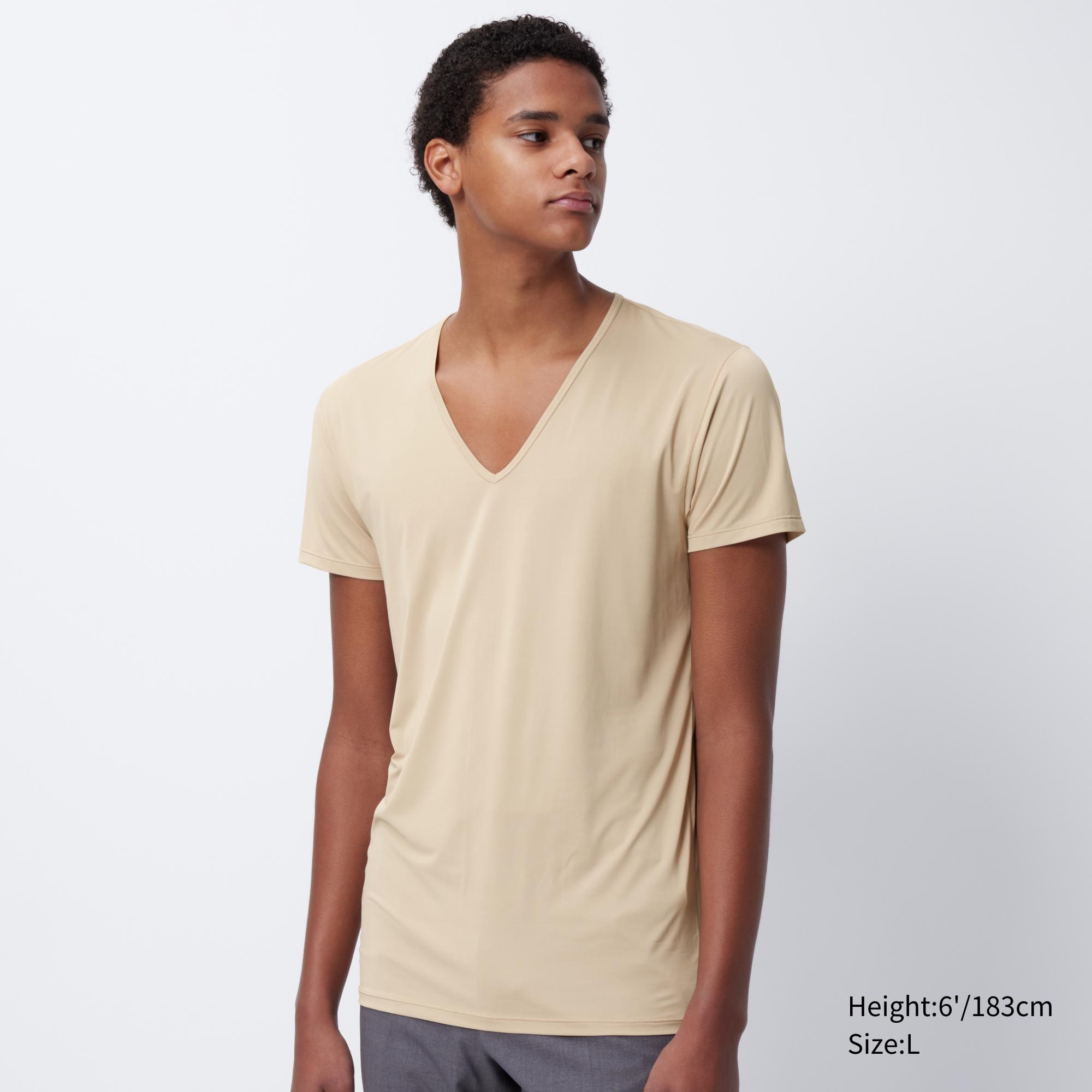 Uniqlo white v shop neck t shirt