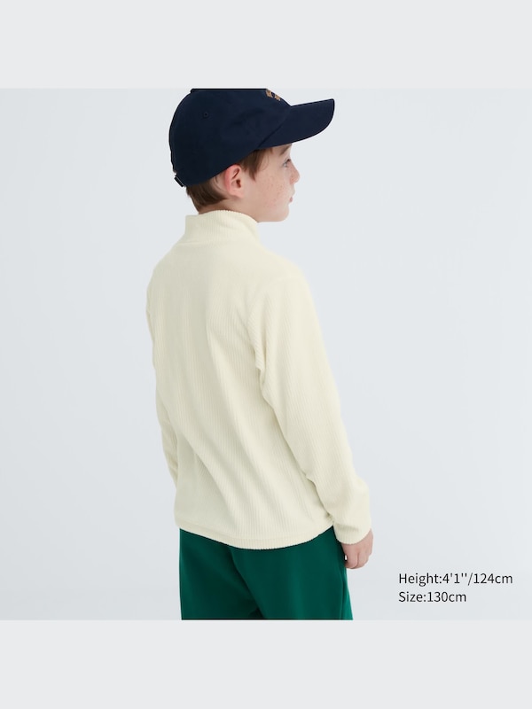 Ribbed Fleece High Neck Long Sleeve T-Shirt