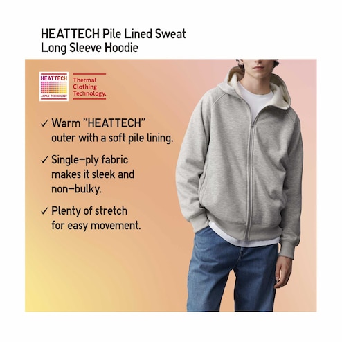 Men's Heattech Pile-Lined Sweat Full-Zip Hoodie | Khaki | Xs | Uniqlo US