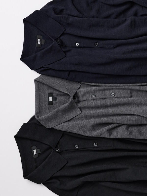 Merino Knitted Long Sleeve Polo Shirt
