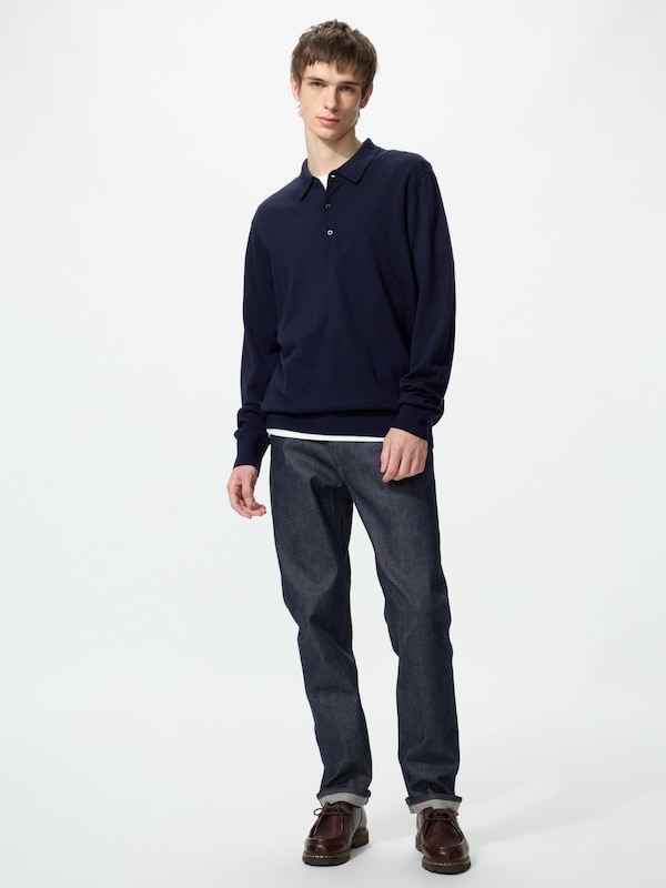 Merino Knitted Long Sleeve Polo Shirt