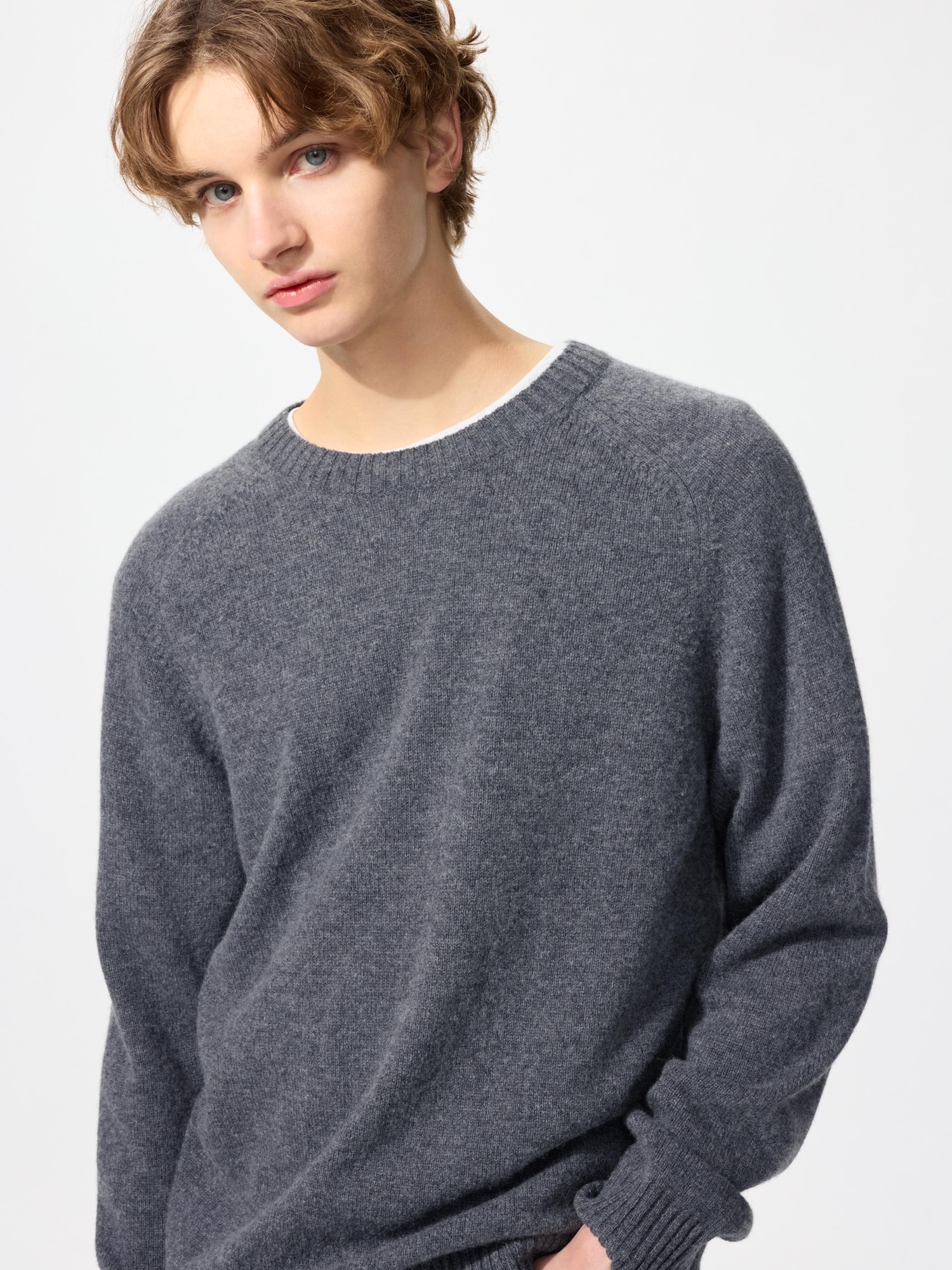 MEN'S PREMIUM LAMBSWOOL LONG SLEEVE CREW NECK SWEATER | UNIQLO SG