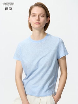 Linen Crew Neck Short Sleeve T-Shirt