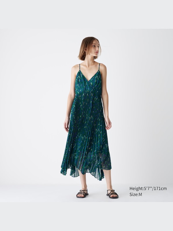 uniqlo pleated camisole dress Women's Pleated Camisole Dress (Print)