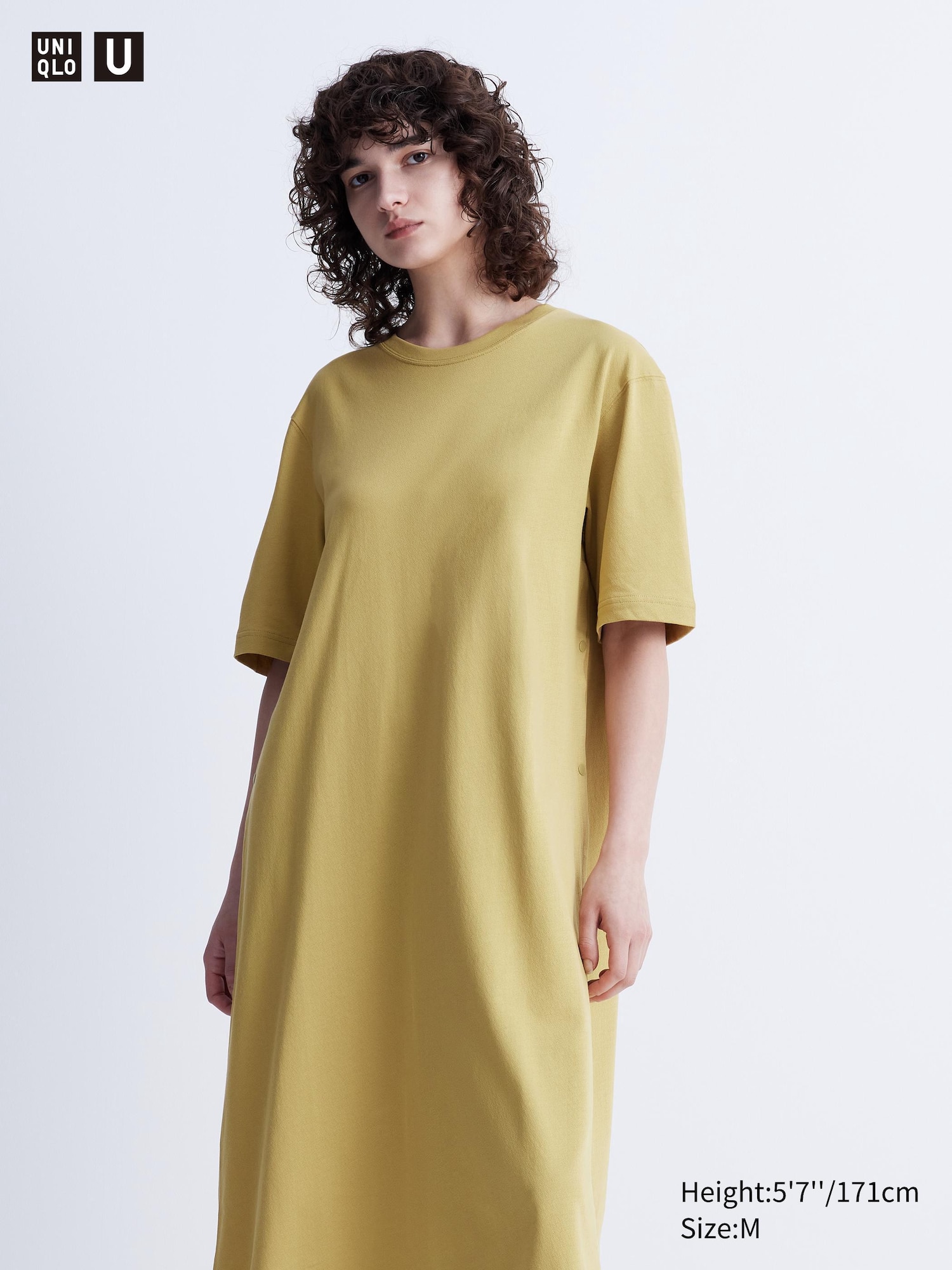 WOMEN S CREPE COTTON LOOSE SNAPPED T SHIRT DRESS UNIQLO SG