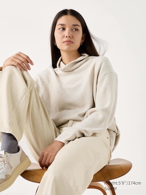 Soft Knitted Fleece Ribbed High Neck T-Shirt
