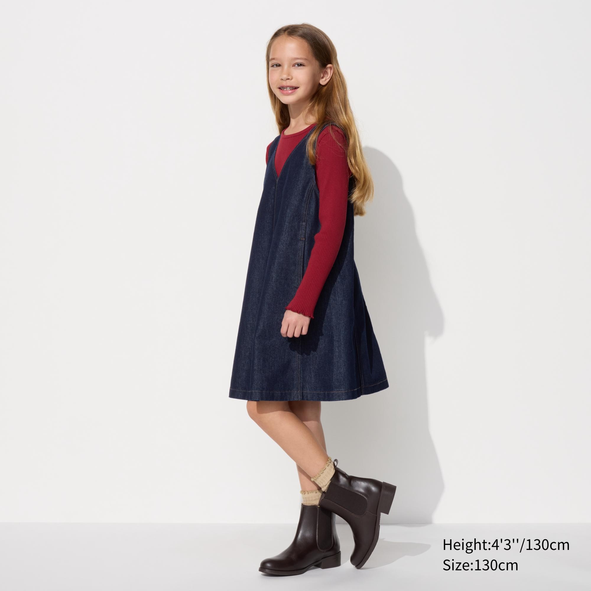 Check styling ideas for「GIRLS Denim Jumper Dress、Colourful 50 Socks ...