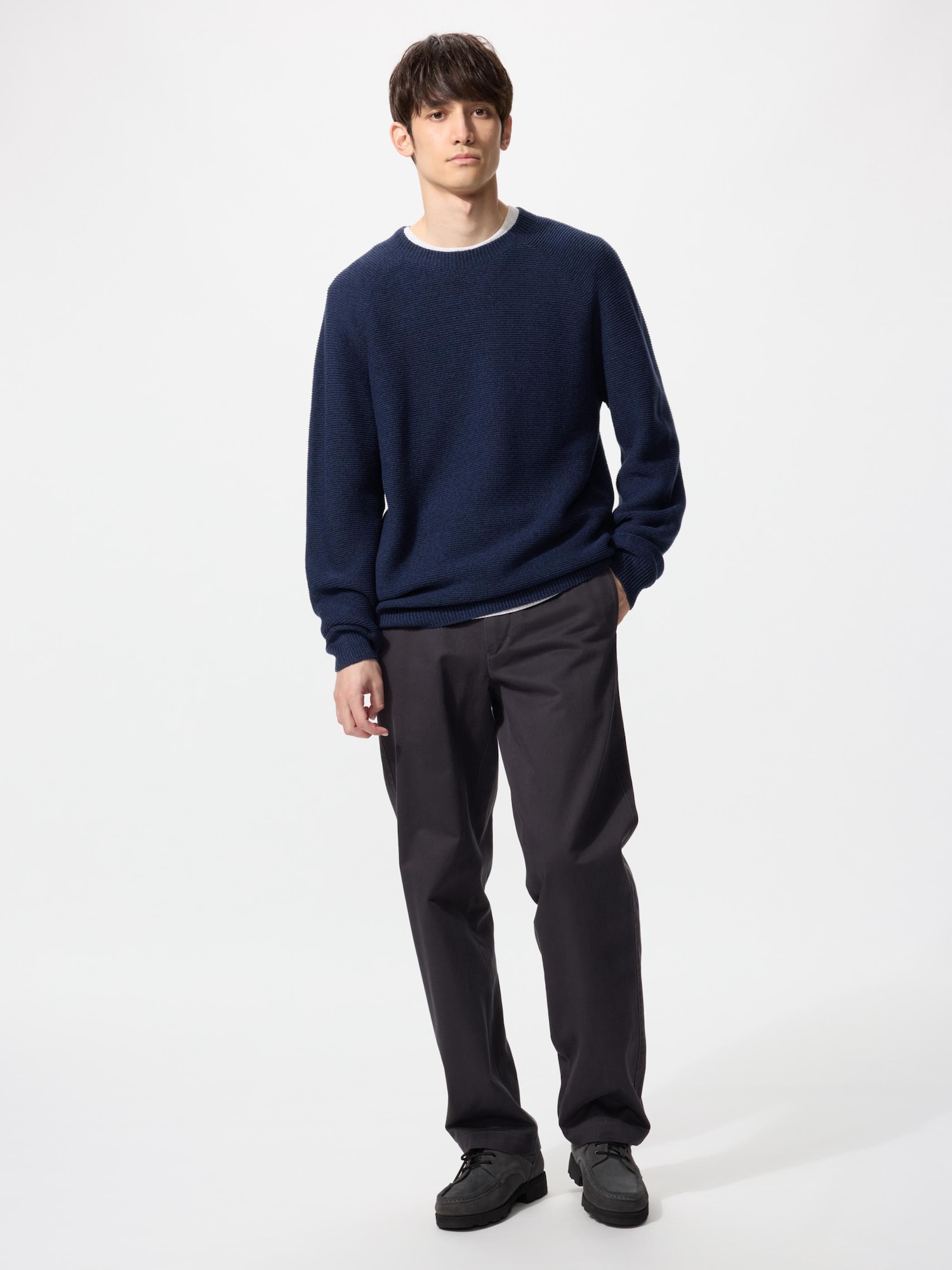 Men's 3D Knit Crew Neck Sweater | UNIQLO SG
