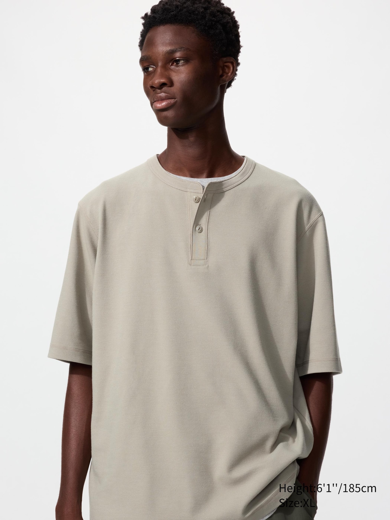 MEN'S DRY WAFFLE HENLEY NECK T-SHIRT | UNIQLO SG