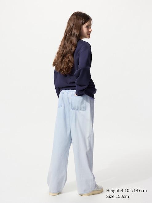 KIDS WIDE FIT STRAIGHT JEANS DENIM ZIP-FLY UNIQLO SG