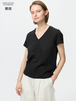Linen V Neck T