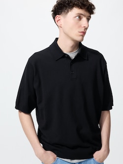 Washable Knitted Polo Sweater Short Sleeve
