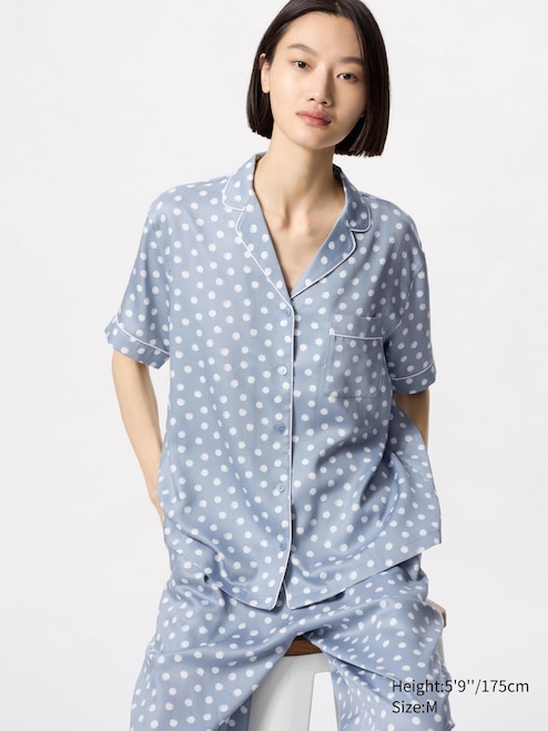 WOMEN'S SATIN PAJAMAS SHORT SLEEVE DOT UNIQLO SG