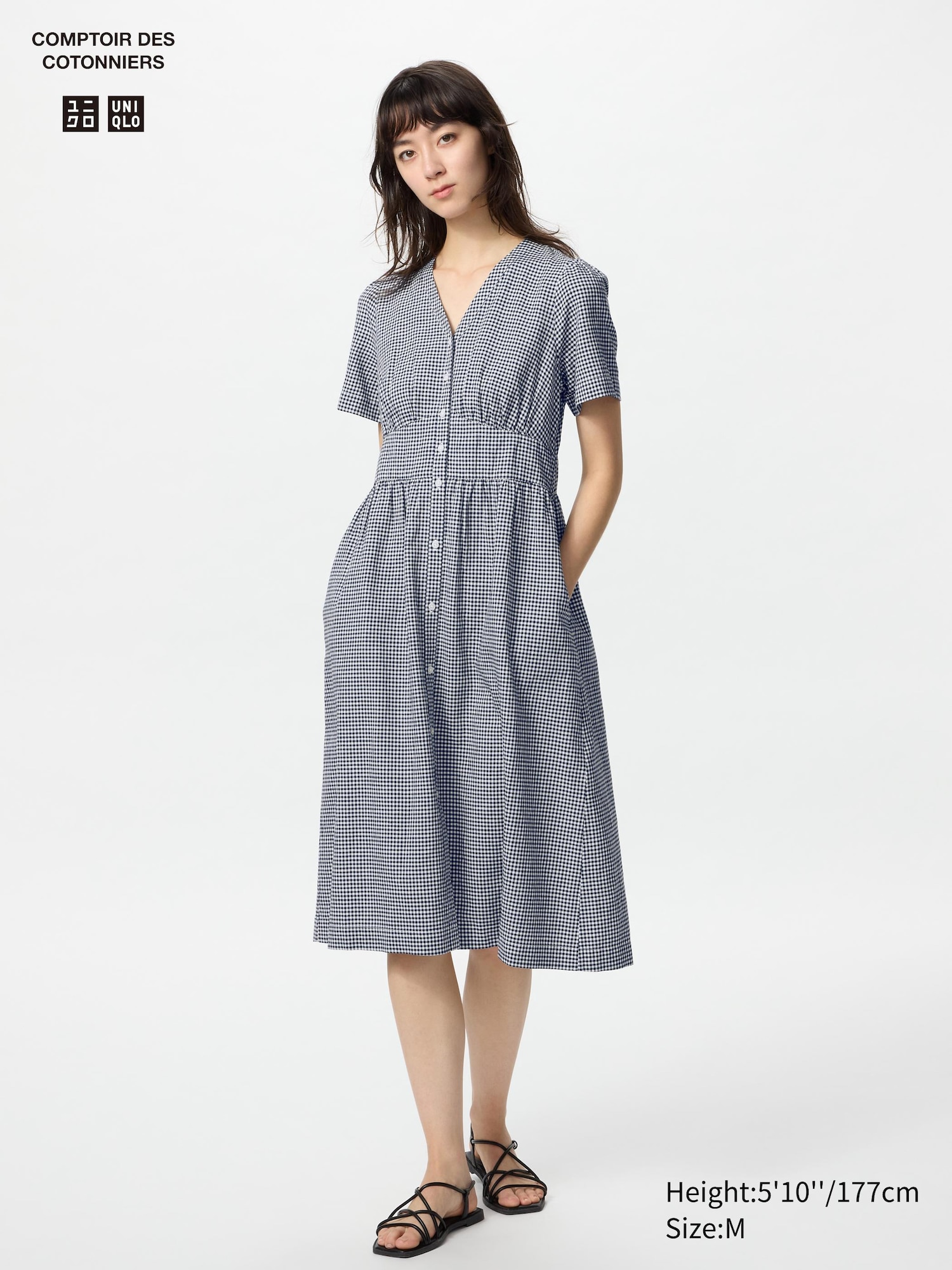WOMEN'S LINEN BLEND V NECK DRESS SHORT SLEEVE | UNIQLO SG
