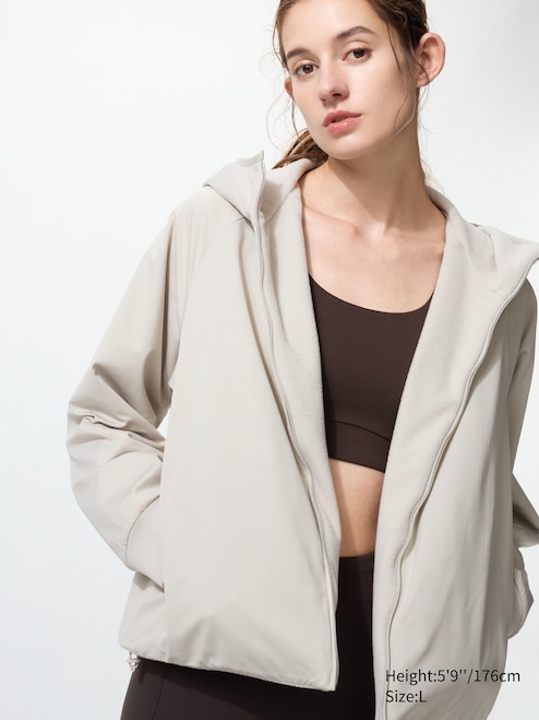 WOMEN'S STRETCH WINDPROOF FLEECE REVERSIBLE FULL-ZIP HOODIE