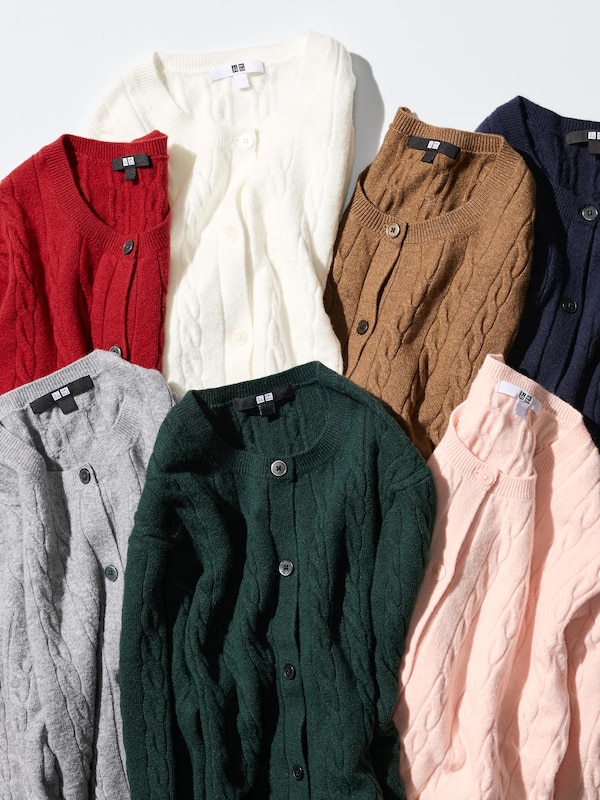Cable Crew Neck Cardigan