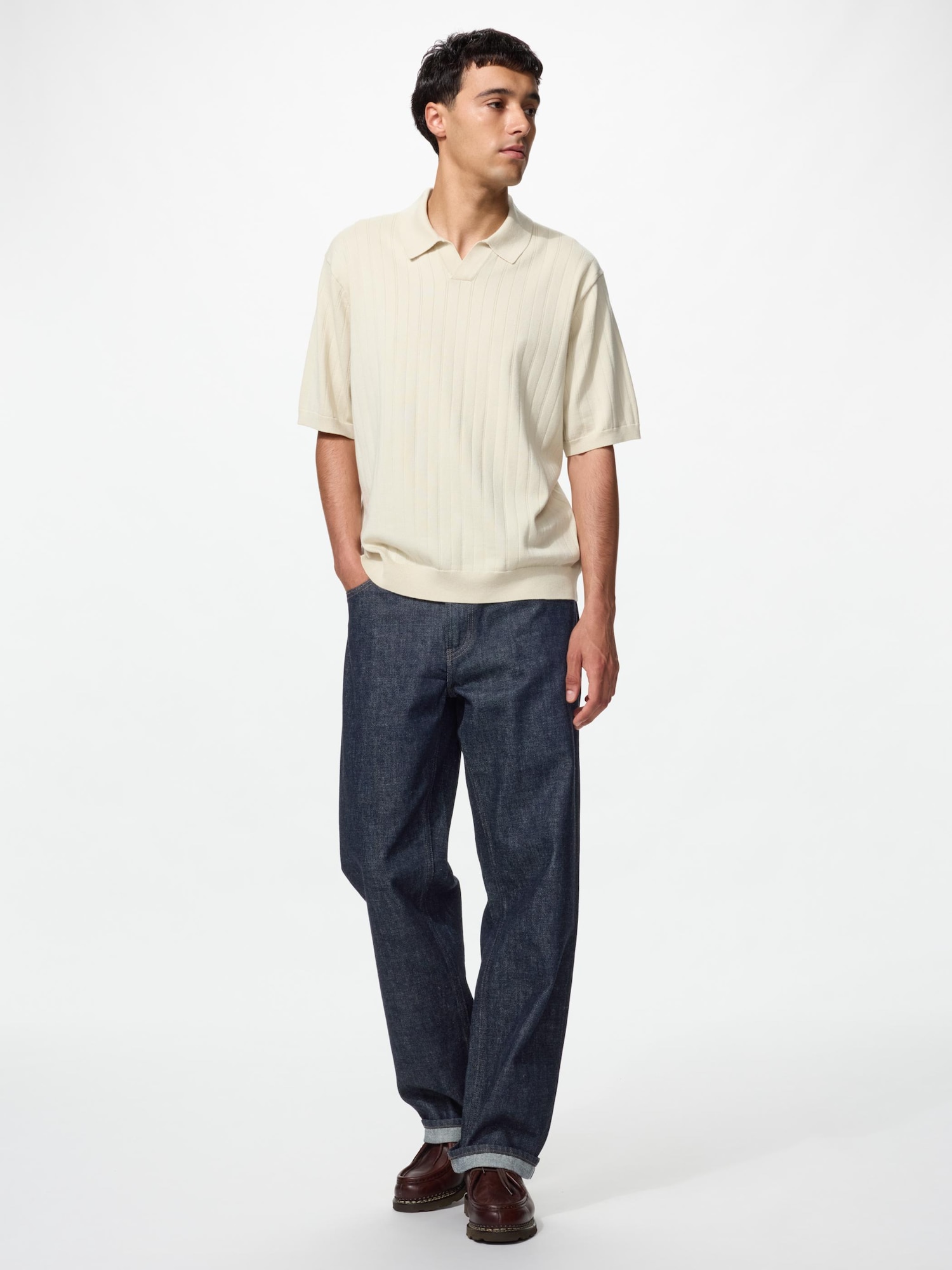 MEN'S WASHABLE KNITTED SKIPPER POLO SWEATER | UNIQLO SG