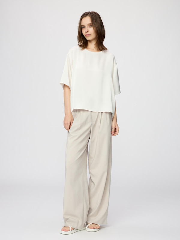 Satin Oversized Short Blouse Half Sleeve