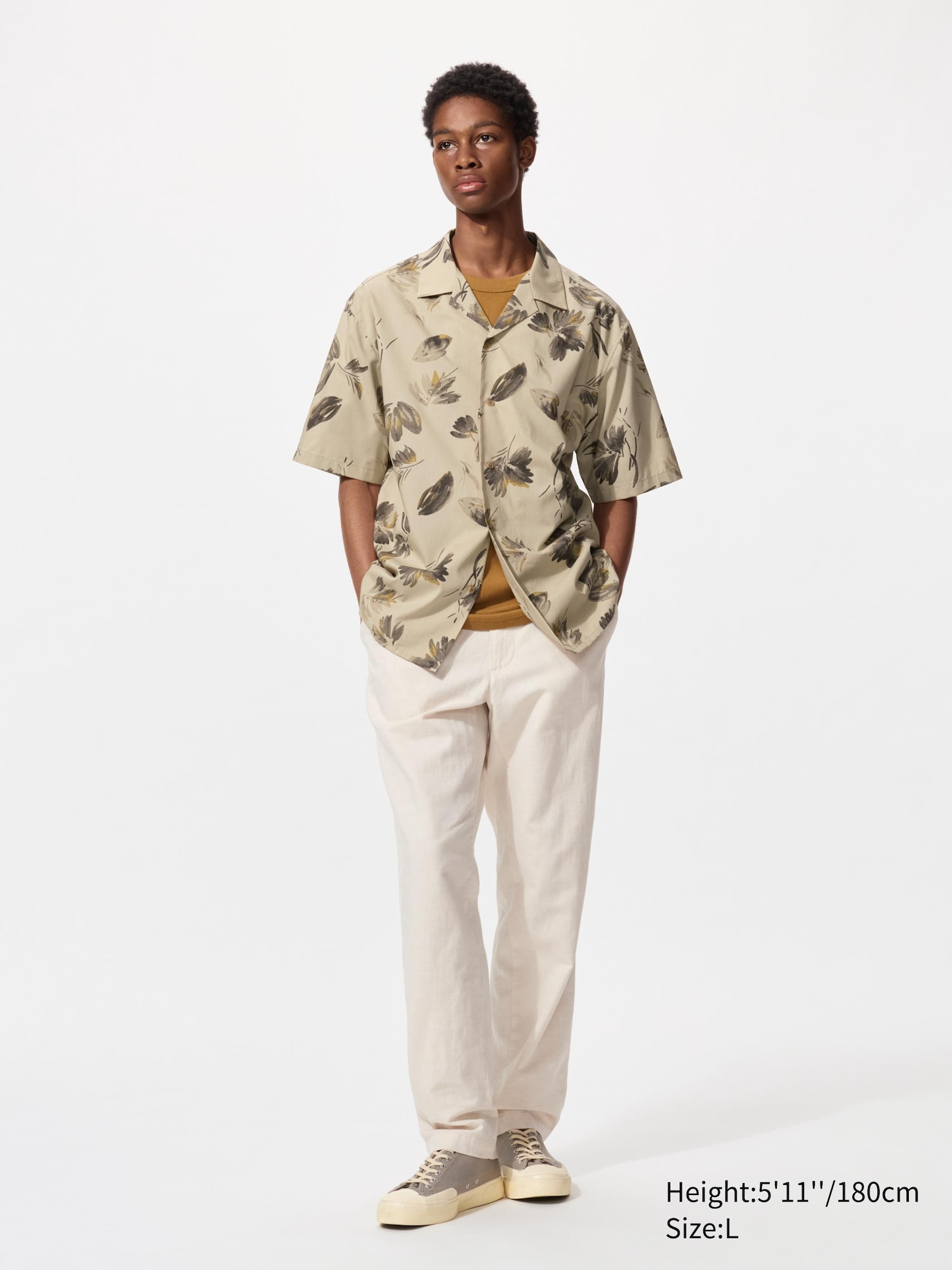 MEN'S MODAL COTTON OPEN COLLAR SHIRT SHORT SLEEVE PRINT | UNIQLO SG