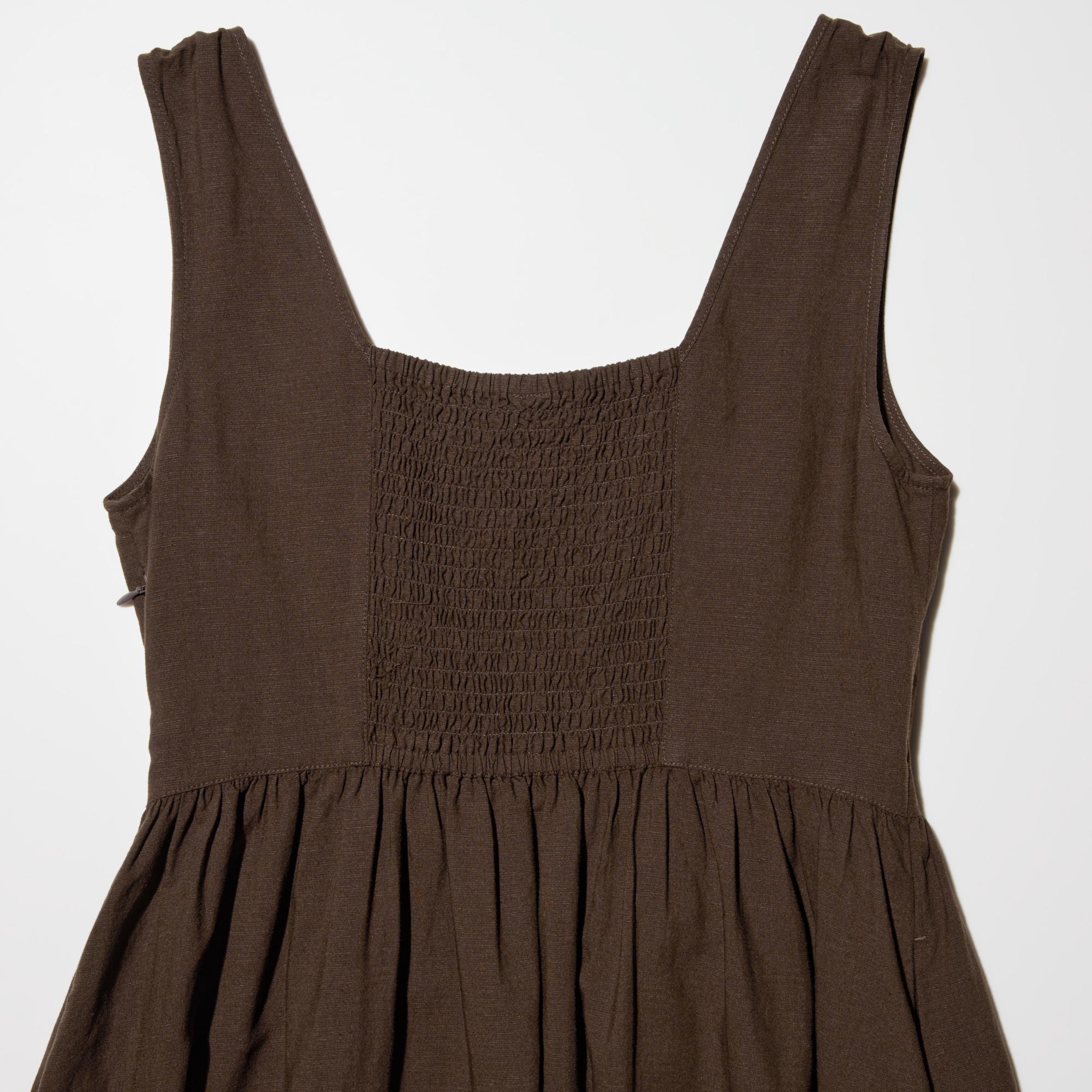 WOMEN'S LINEN BLEND SHIRRING DRESS | UNIQLO SG